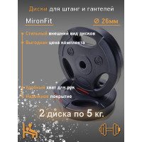 Набор из 2-х дисков, блины для гантелей пластиковые по 5 кг. Mironfit